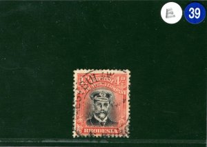 RHODESIA BSACo KGV Admiral SG.294 4d Orange-Vermilion (1922-23) Cat £50 EBLUE39