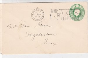 U.K. 1931 London S.E.1 Cancel Shop by Telephone Slogan Stamp Cover FRONT Rf34591