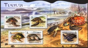 Solomon Islands 2012 Reptiles Turtles Joint Sheet + S/S MNH