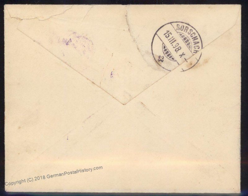 Guatemala 1898 Rorschach Switzerland Cover 92798