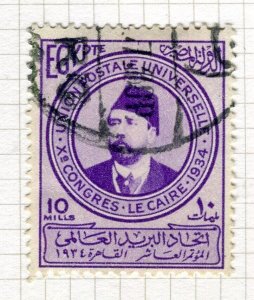 EGYPT; 1934 early UPU Cairo Congress issue fine used 10m. value