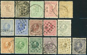 NETHERLANDS #17-21 #23-32 Postage Stamp Collection 1869-1888 Used