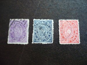 Stamps - India - Travancore - Scott# 4-6 - Used Part Set of 3 Stamps