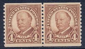 #687 Taft 4c Coil Pair Mint Never Hinged