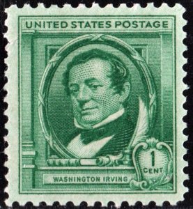 SC#859 1¢ Famous Americans: Washington Irving Single (1940) MNH