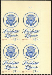 USA Sc. 3930 37c Presidential Libraries 2005 MNH plate block