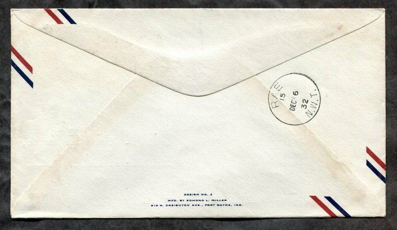 h52 - FORT RESOLUTION NWT - RAE 1932 First Flight Cover