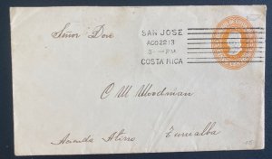 1913 San Jose Costa Rica Postal stationery Cover To Zurrialba