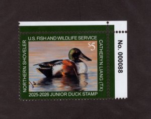 JDS33 - Junior Duck Stamp.  Plate Numbered Single  #02 JDS33PNSTR