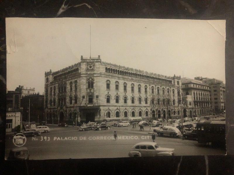 1955 Mexico City Mexico RPPC Postcard Cover Main Post Office To Newcastle USA