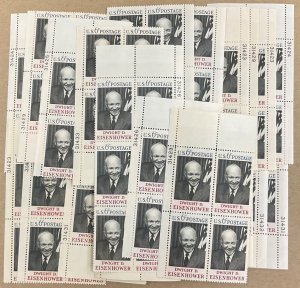 1383   Dwight D. Eisenhower, President 25 MNH 6 c Plate Blocks  FV $6.00  1969