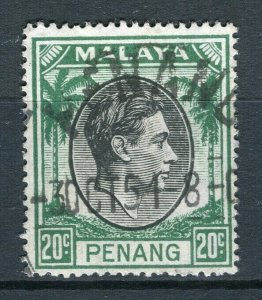 MALAYA; PENANG 1940s early GVI issue fine used Shade of 20c. value