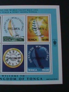 TONGA-1991-SC#775 -RARE SPECIMEN -ROUND THE WORLD YACHT RACE MNH-S/S VERY FINE