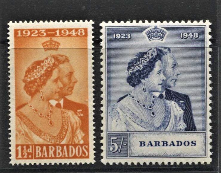 STAMP STATION PERTH  Barbados #210-211 Silver Wedding Set - MNH - CV$20.00