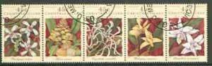 Christmas Island 1994 Orchids horiz strip of 5 very fine ...