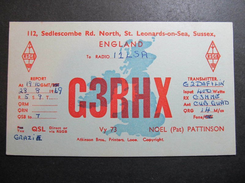 10403 Amateur Radio QSL Card ST LEONARDS-ON-SEA SUSSEX ENGLAND