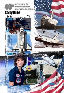 GUINEA BISSAU - 2023 - Sally Ride in Space - Perf 3v Sheet - Mint Never Hinged