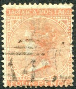 JAMAICA-1860-70 4d Red-Orange Sg 4a GOOD USED V30969