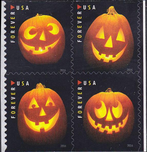 Scott 5137-5140 Jack O'Lanterns MNH Block