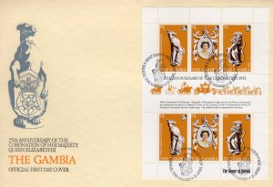 Gambia 1978 Sc#380 Coronation Q.E.II 25th.Anniversary Sheet (6) FDC