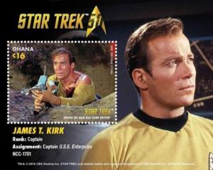 Ghana 2016 - Star Trek James T Kirk - Collectible Stamp Souvenir Sheet - MNH