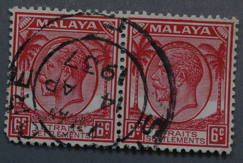Malaya Straits Settlements #222 Used VF Pair w/ Dated Cancel 1937
