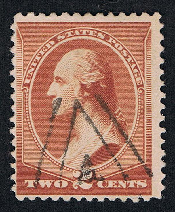 FANCY CANCEL ESTATE SCOTT #210 VIVID STRIKE TRIPLE TRIANGLE MASONIC YONKERS NY 