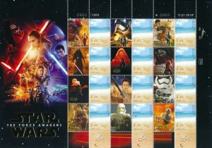 ISRAEL 2016 STAR WARS OFFICIAL ISRAEL POSTAL SERVICE SET OF 2 SHEETS MNH