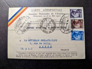 1931 Romania Airmail Postcard Cover Bucharest to Dreux France via Paris