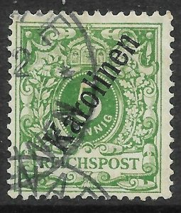 CAROLINE ISLANDS SG8 1900 GERMANY 5pf GREEN 56 DEG OVPT USED