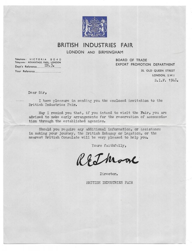 His Britannic Majesty's Government British Industries Fair 1948 Invite, ...