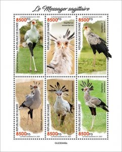 GUINEA - 2023 - Secretary Birds - Perf 6v Sheet - Mint Never Hinged