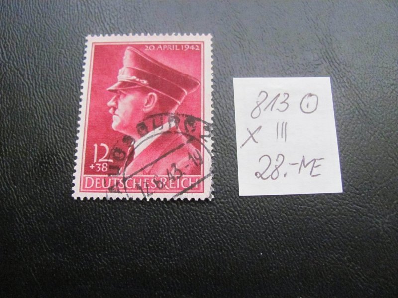 GERMANY 1942  USED MI. 813X HITLER  GUM VARIETY XF 28 EUROS  (124)