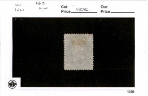 United States Postage Stamp, #63 Used, 1861 Franklin (AA) 