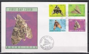 Papua New Guinea, Scott cat. 940-943. Moths issue. First day cover. ^