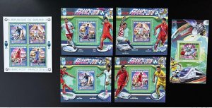 Burundi 2015 / 2016 Mi. 3606 - 3610 Bl. 581 - 585 Football Euro France Espace-