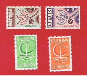 Monaco #616-17 #639-40   MVFLH OG  Europa  Free S/H