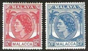 Malacca  Sc. 36-37  mint, hinged.  1954.  (M624)
