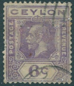 Ceylon 1921 SG343 6c violet KGV tablet A light tone spots FU (amd)