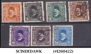 EGYPT - 1936-37 SELECTED STAMPS OF KING FUAD - 7V - USED