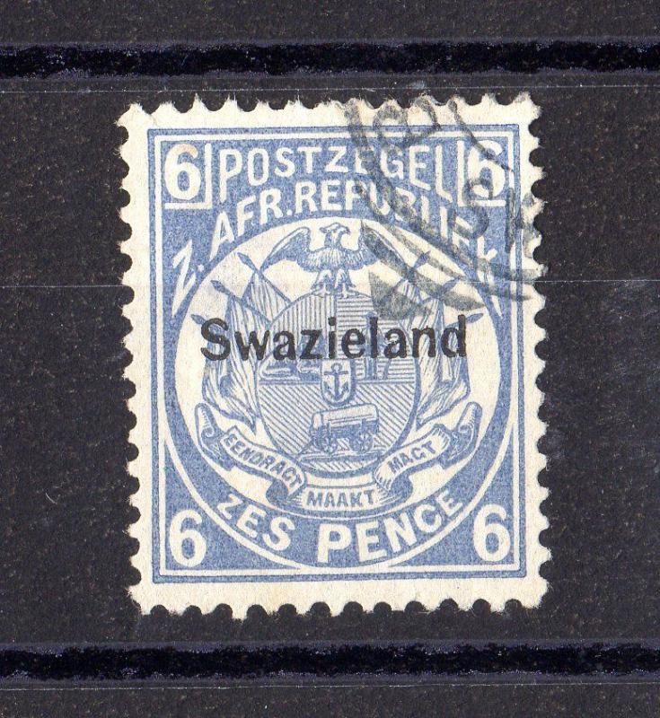 Swaziland 1889 6d Blue O/P SG6 VFU X6249