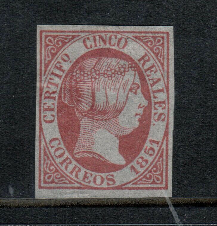 Spain #9 Very Fine Mint On Thin Paper Unused (No Gum)