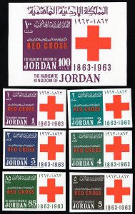 Jordan Stamps # 413-18 MNH XF Imperforate Scott Value $65.00