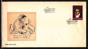Romania, Scott cat. 2215. Composer Beethoven issue. First day cover.