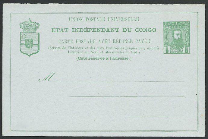 BELGIAN CONGO 5c postcard with 10c reply card attached fine unused.........51246