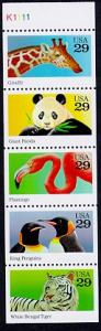 #2705- 2709a Wild Animals Booklet Pane of 5 - MNH