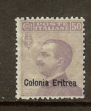 Eritrea, Scott #43, Overprinted 50c Victor Emmanuel III, MH