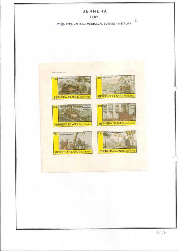 SCOTLAND - BERNERA - 1982 - Mediaeval Scenes (5) - 6v Imperf Sheet - MLH