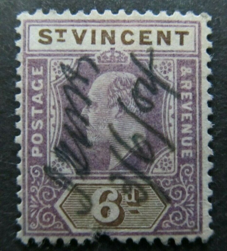 British Colonies St. Vincent SG. 81 £42 1902 PEN CANCEL A5956