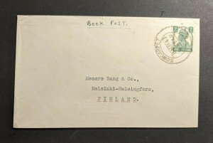 1947 Sowcarpet India Book Post Cover to Helsinki Finland